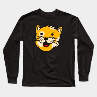 Cats Head Funny Cat Face Cartoon Feline Animals Long Sleeve T-Shirt